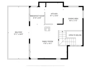 Third floor - Upper Level - with view deck, family room, kitchen, dining room
