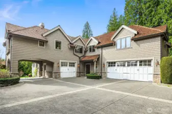 Porte Cochere, recreation piazza, two-car garage and separate sports car garage