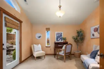 Office with french doors off front of house