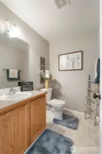 Powder room conveniently located on the main level.
