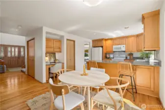 Notice the built-in desk and pantry closet. There is a powder room just out of sight to the left.
