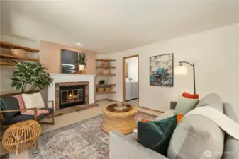 Family room with access to the laundry room and garage.