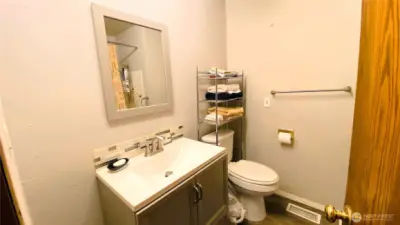 Functional main floor bath with room to refresh.