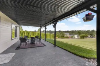 Covered back patio off lower level. Furniture is negotiable