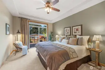 Primary Bedroom with access to back deck.