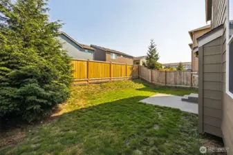 Fully Fenced Backyard with Patio