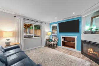 Snuggle up in front of the gas fireplace.