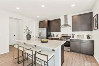 Spacious kitchen with island.