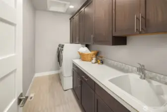 Laundry Room with sink and plenty of extra cabinets