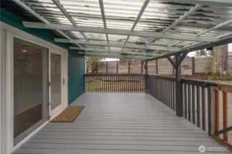Covered outdoor entertainment deck off kitchen