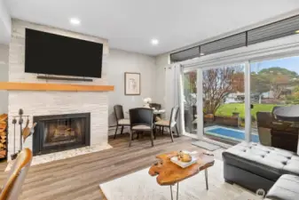 Wood burning fireplace, lovely wood beam fireplace