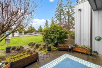 back patio with greenbelt