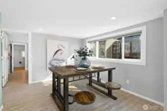 Dining area with a view – enjoy meals while overlooking the Sound.