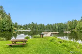 Lake Marcel's private dock and picnic area