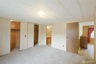 Primary Bedroom with enough closet space to fit everything! It's Very deep!