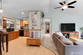 Open kitchen, living and dining