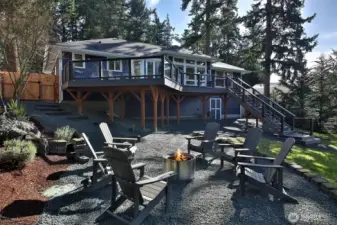 The portable fire pit goes with seller, but you can add your own!