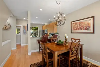 Dining area in great proximity to the kitchen.