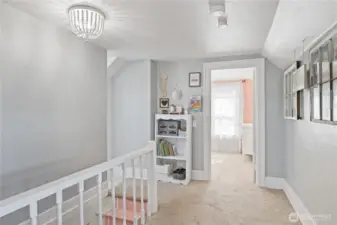 landing area at the top of the stairs