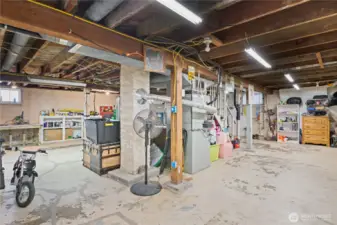 unfinished basement with door to the backyard