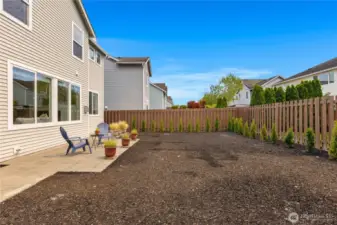 Level, low maintenance backyard