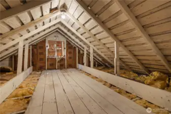 So much additional storage in the unfinished attic.