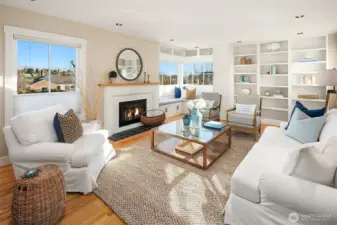 Living Room on Main looking to the southeast. Remote controlled gas fireplace insert for cozy warmth when desired.