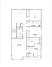 Upper floor with 3 bedrooms and bonus loft.