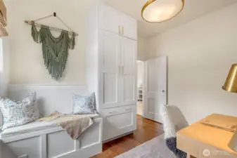 ...with built-in seating area and closet.