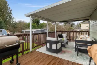 Covered south facing deck...