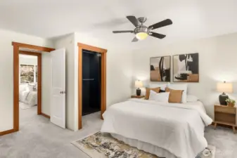 Primary bedroom with large walk in closet