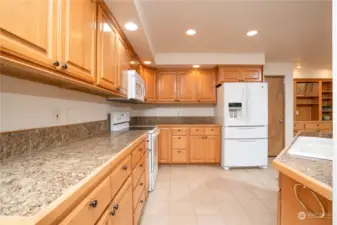 Kitchen has tons of counter space.