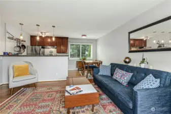 Looking towards the dining room and kitchen.