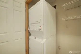 Washer/dryer in hallway.