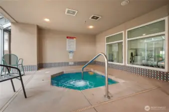Spa outside of exercise room. Located in middle building 1950, Floor 1.