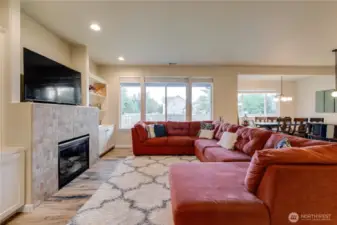 Living space with fireplace