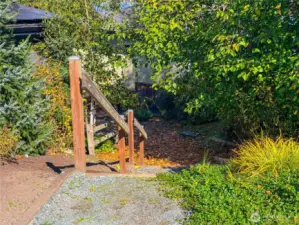 Private community stairs down to The Guemes Channel trail.