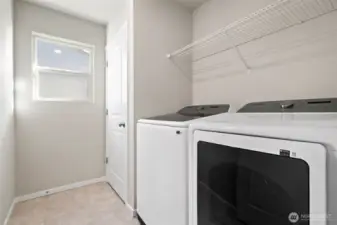 Separate Laundry Room, UPSTAIRS, w linen closet, and fixtures to sort, hang, and air drying. delicates.
