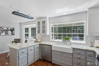 Redone kitchen, window overlooks yard