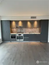 Efficient In-line kitchen with 5 burner gas cooking and Bosch appliances