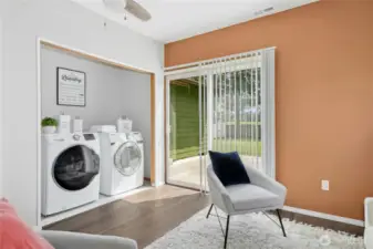 Laundry space in den (additional hookups in garage if preferred)