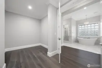 Dual sided massive primary closet!