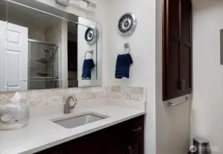 Remodeled guest bathroom in 2019.
