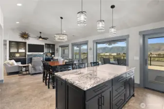 Huge kitchen island with eat space.