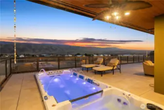 Swim spa with hot tub.