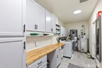 The utility room has all the functions needed to make laundry not even feel like a chore. There is even a brand  new Rheem 80-gallon high-efficiency heat pump water heater.