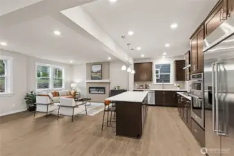 Another great view of the great room. Materials, colors, and finishes will vary. See site agent for details.