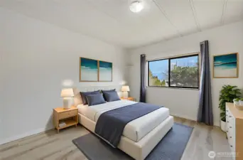 The virtually staged bedroom #2, freshly painted and ready to move in.