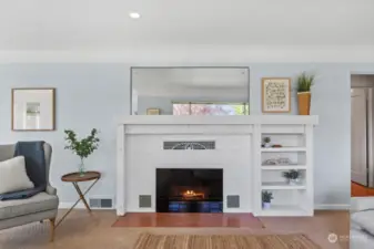 Fireplace is the perfect focal point of the living room.
