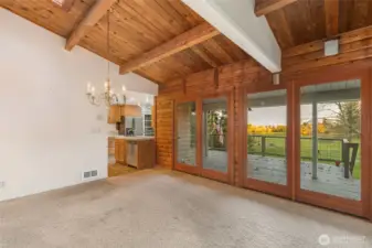 The dining area looks out towards the Golf Course.